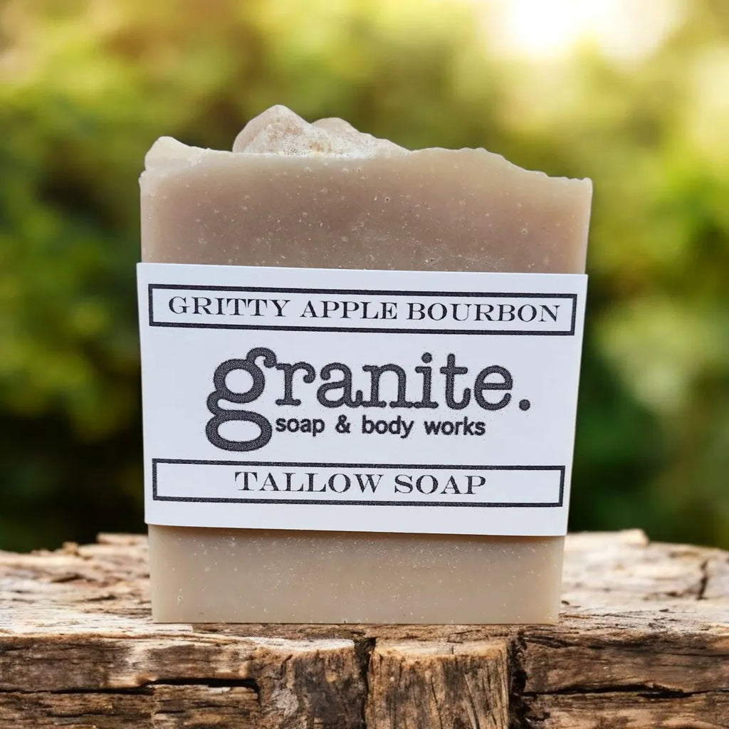 Tallow Soap - Gritty Apple Bourbon